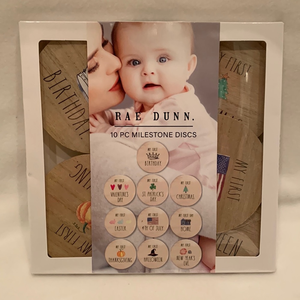 Rae Dunn 10 PC hand painted Milestone disc NWT